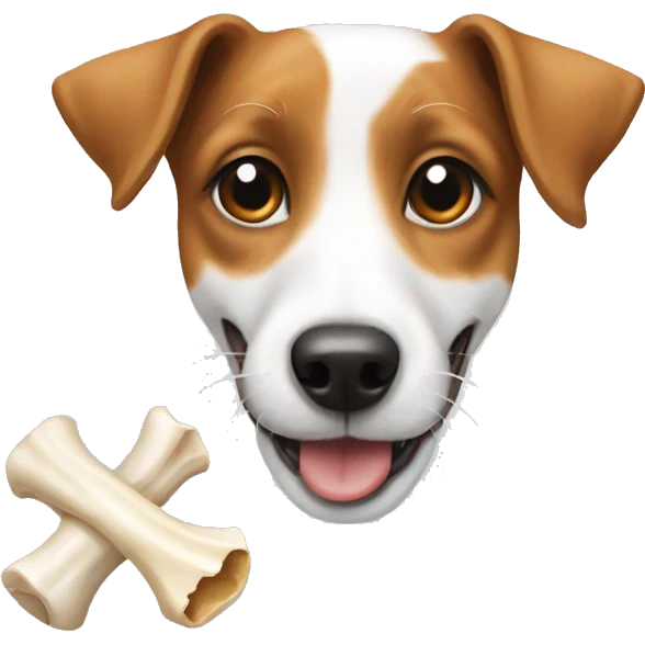 Jack Russell with a bone emoji