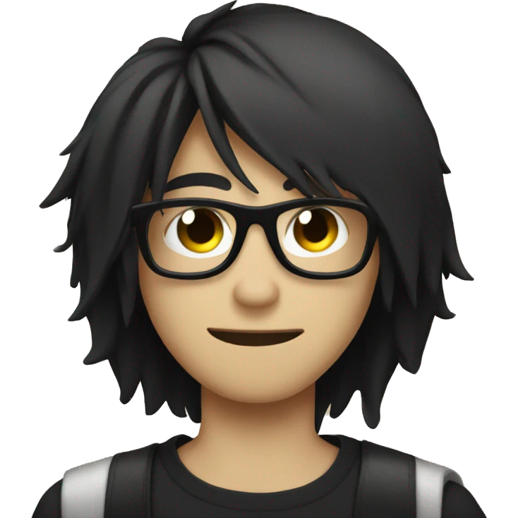 emo guy with glasses and black hair emoji