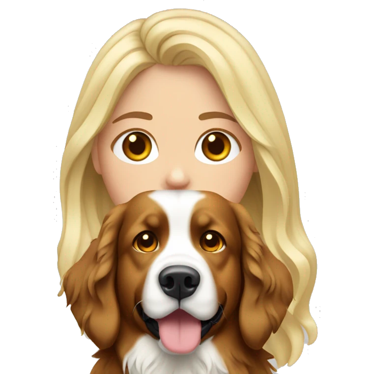 Blonde long haired White girl with Bernese mountain dog emoji