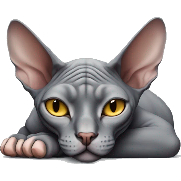 Dark grey sphynx cat sleeping  emoji