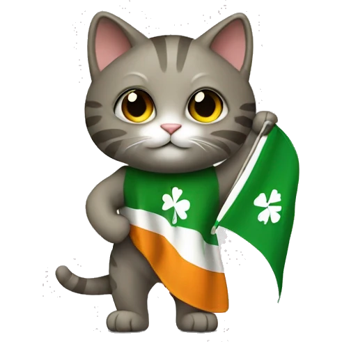 cat waving irish flag emoji