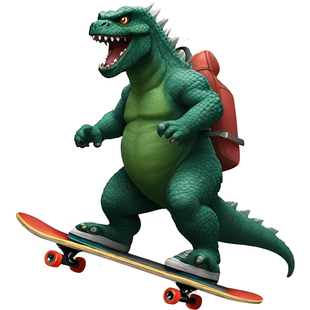 Godzilla riding a skateboard emoji