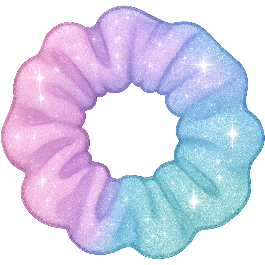 girly sparkling hair tie, pastel colors, no background emoji