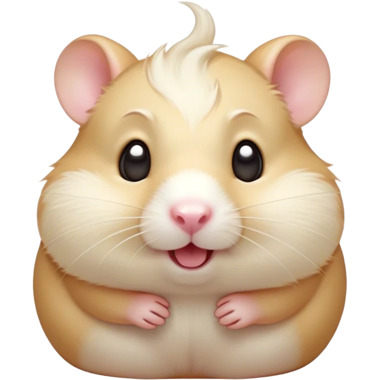 Cinematic Comical Cream Hamster Portrait Emoji, Head tilted dramatically with an exaggeratedly amused expression, featuring a striking cream fur with a luminous sheen, wide, expressive dark eyes filled with playful disbelief, Simplified yet hilariously expressive features, highly detailed, glowing with a slightly sassy glow, high shine, dramatic yet playful, stylized with an air of cheeky mischief, bright and endearing, soft glowing outline, capturing the essence of a spirited and over-the-top hamster, so meme-worthy it feels like it could side-eye its way into internet fame instantly! emoji