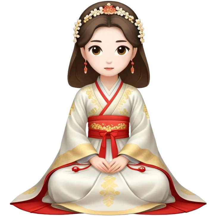 Beautiful girl wearing Hanfu wedding dress sitting emoji