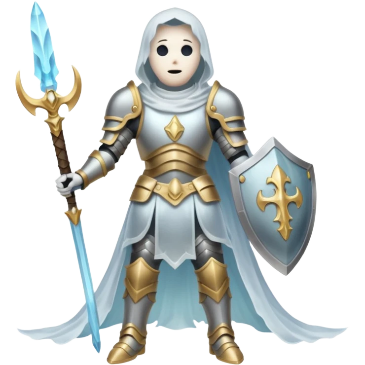 ghost with armor about to embark on an adventure  emoji