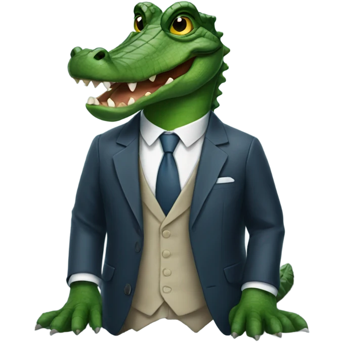Alligator wearing a suit and tie emoji