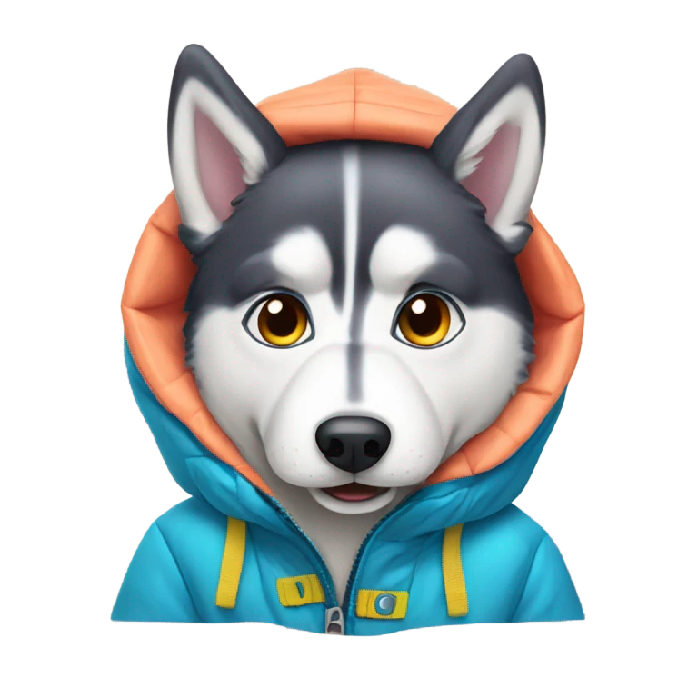 Husky wearing a parka emoji