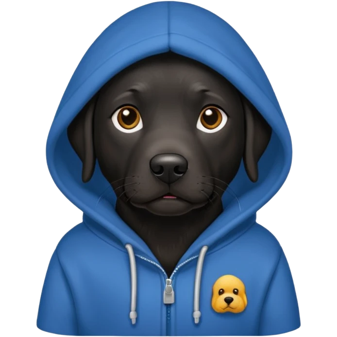 Black lab wearing a hoodie emoji