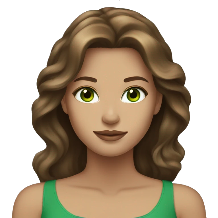 beautiful woman long brown hair green eyes beige skin emoji