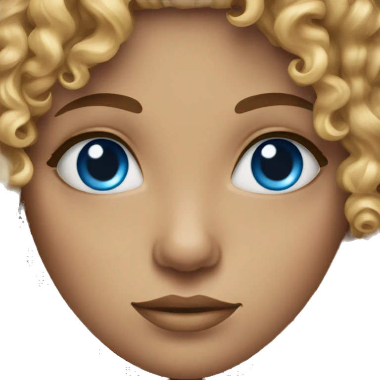 Curly woman blue eye emoji