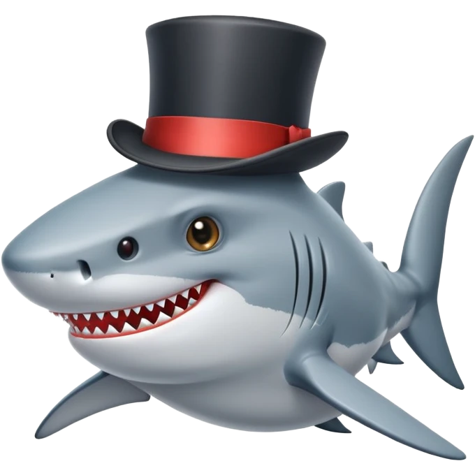 Shark with a top hat emoji