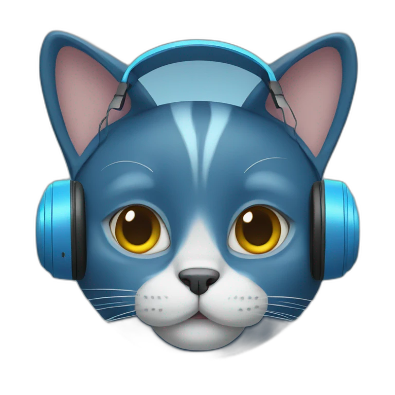 Blue cat with headphones emoji