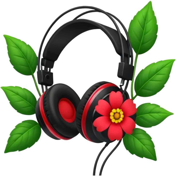 Headphones and flower emoji