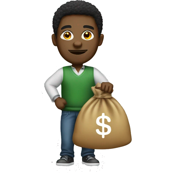 Black man with money bag emoji