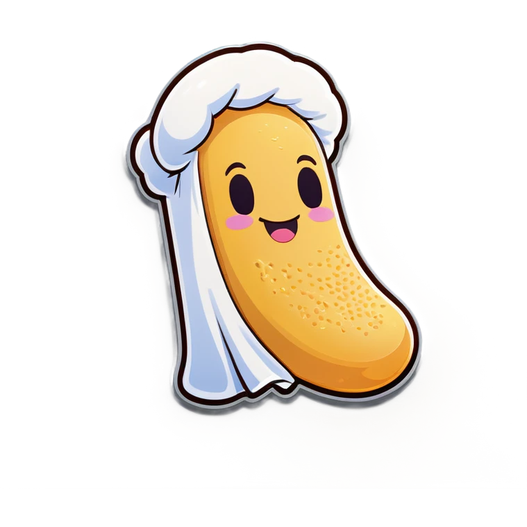 A smiling Twinkie with cream coming out of its bottom and a towel, covering its head, eyes, leaving its nose and big smile showing emoji