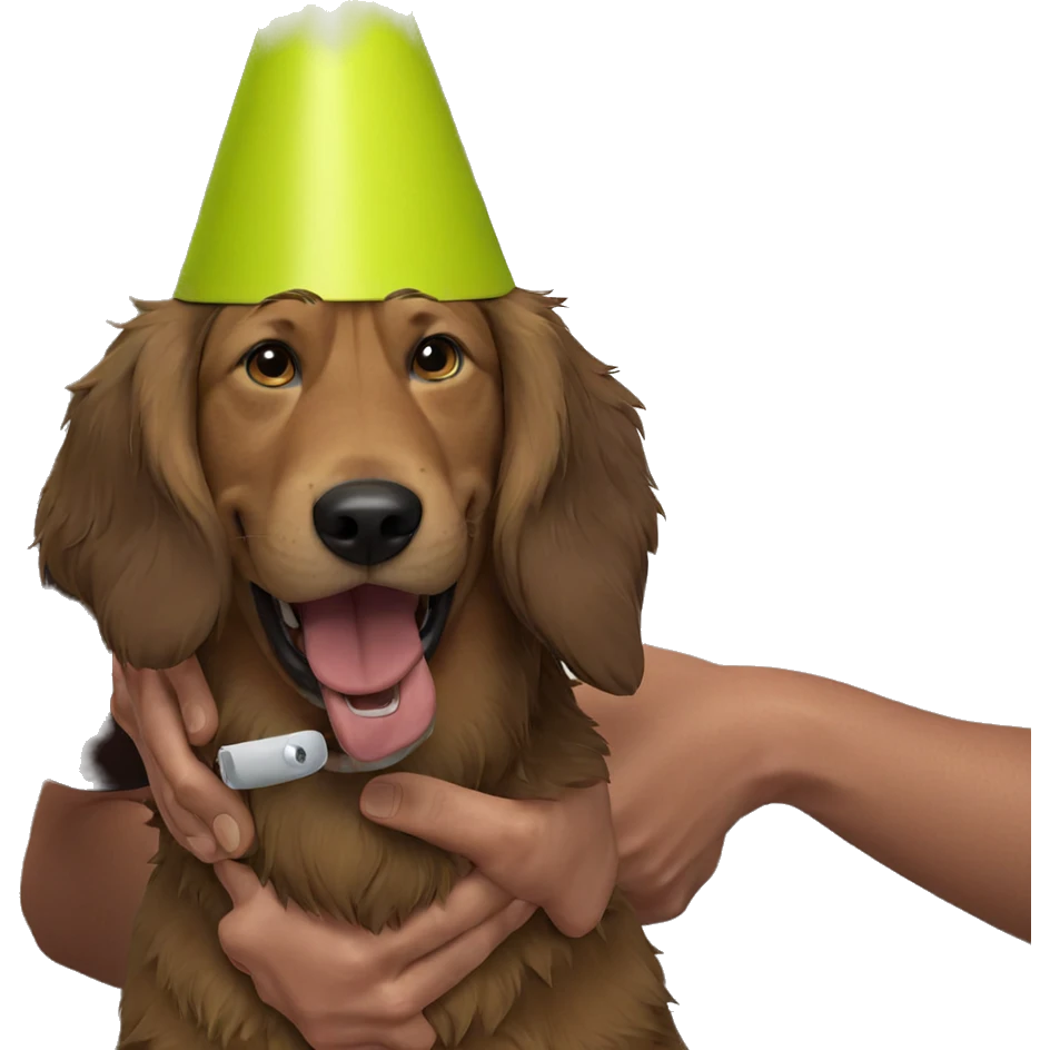 male with dog at party emoji