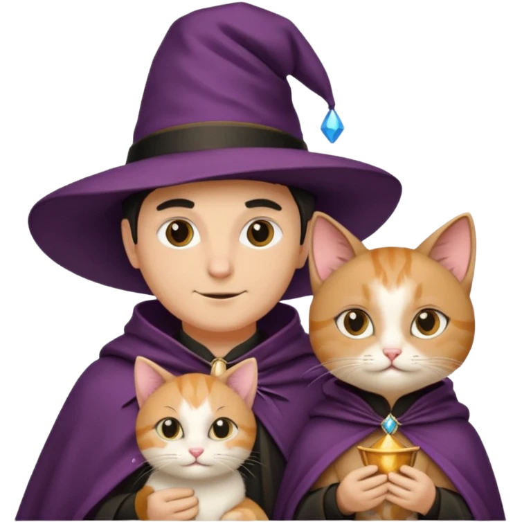 magician couple and their pet cat emoji