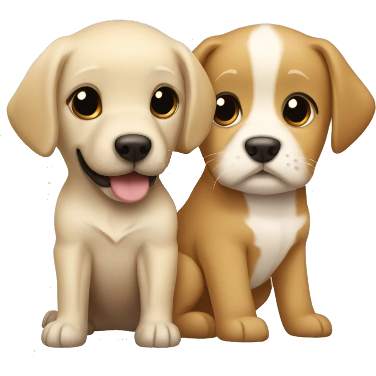 Girl has blonde hair and two dogs labrador retriver one of them is Brown second white emoji
