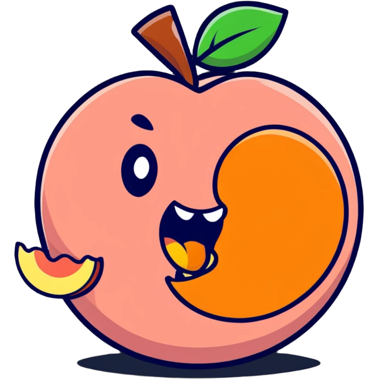 character biting into a juicy peach emoji