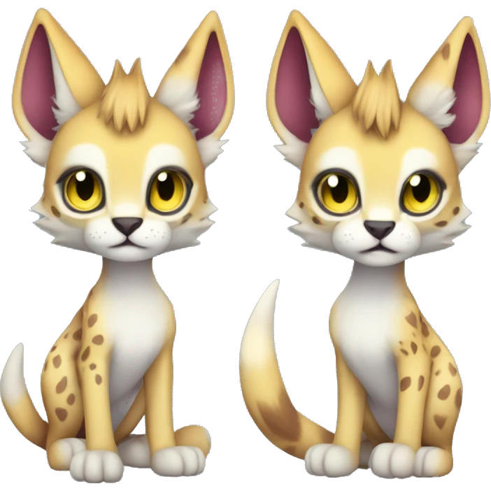 Cute Kawaii Cool Edgy Epic Ethereal Sparkly Colorful Sergal-Serval-Caracal-Vernid full body emoji