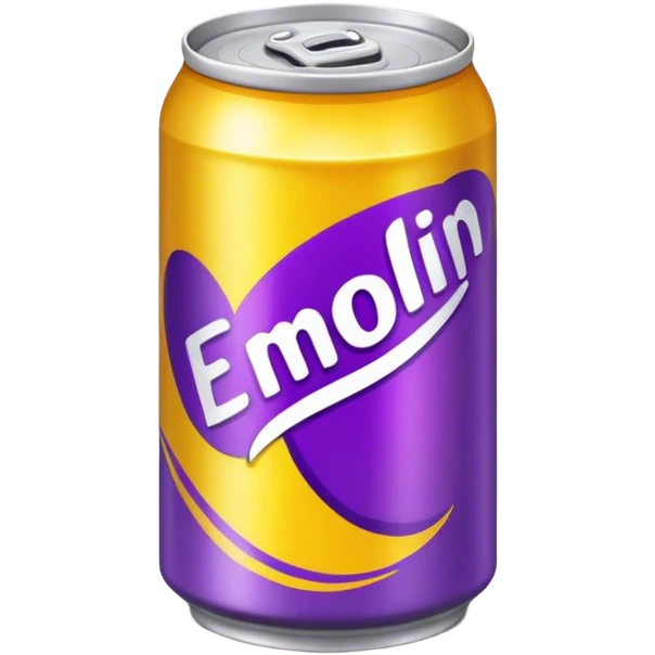 yellow soda can with purple name emoji