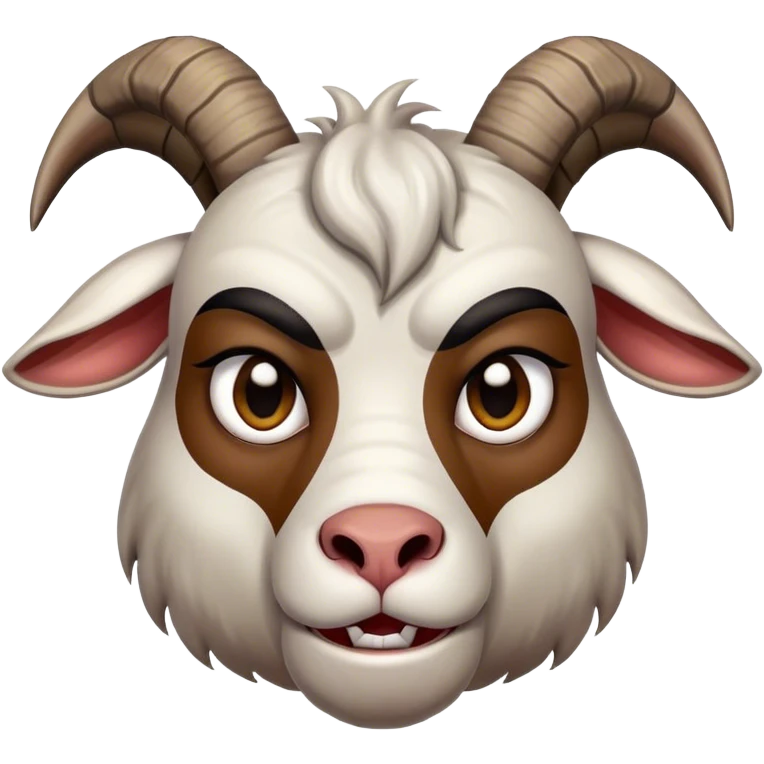 Angry goat with eyebrows frowning emoji