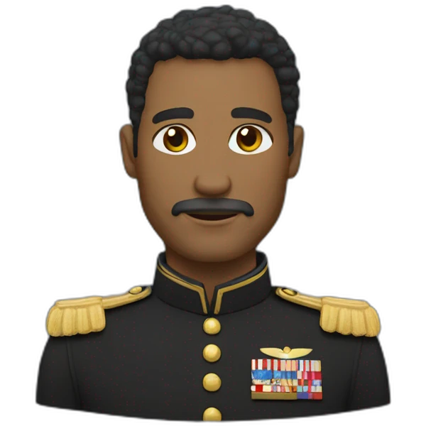 middle age man, no facial hair, black military uniform emoji