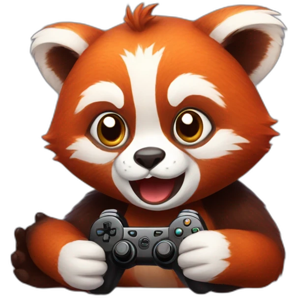 red panda playing video games emoji