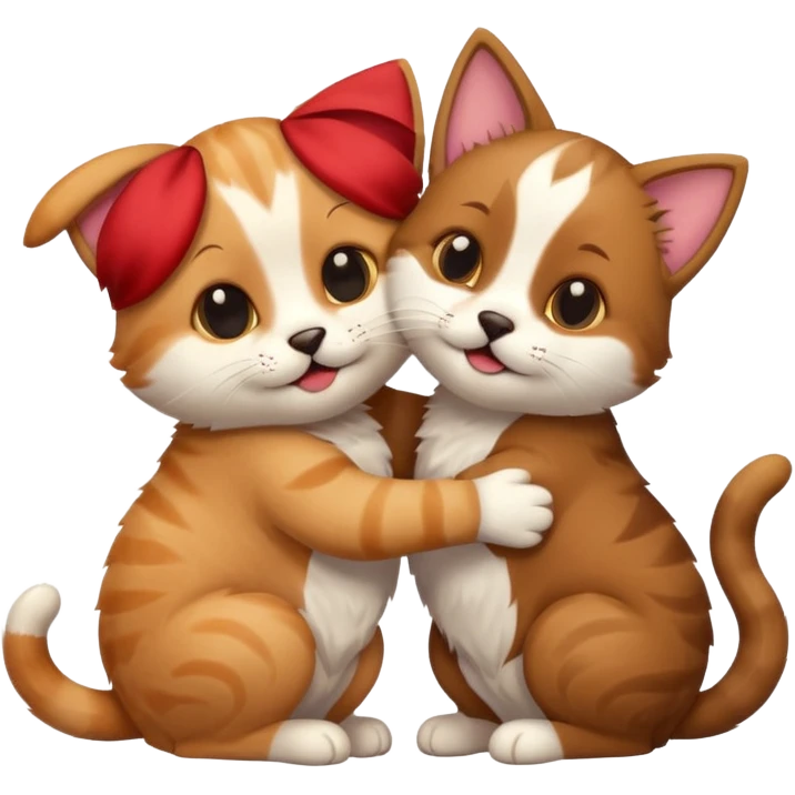 cat and dog hug emoji