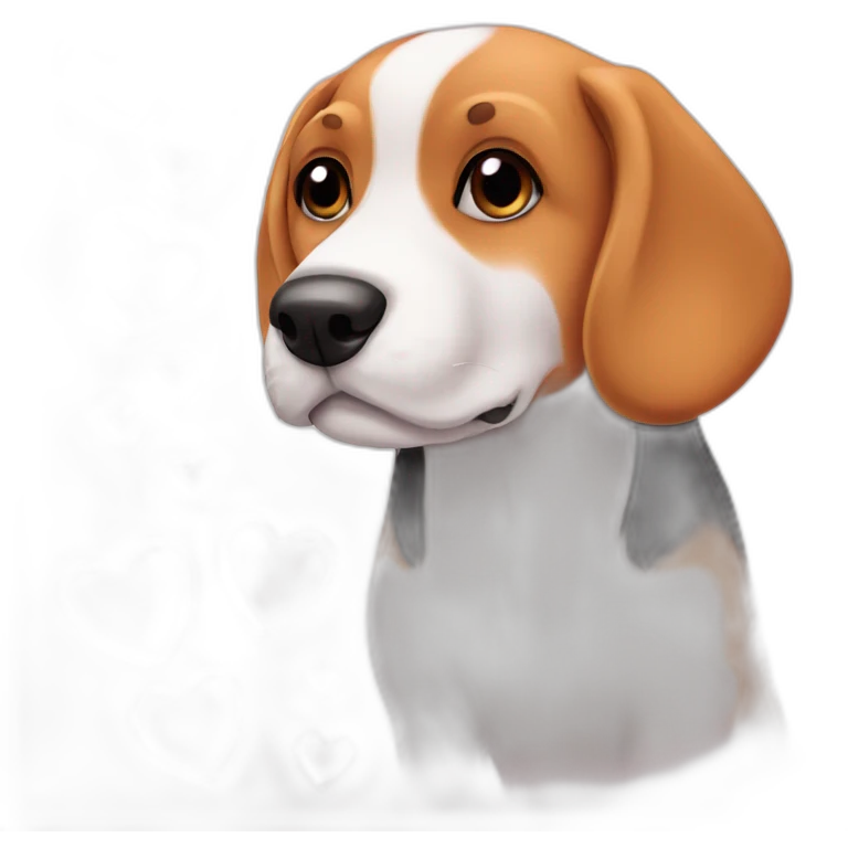 Beagle dog in love with hearts emoji