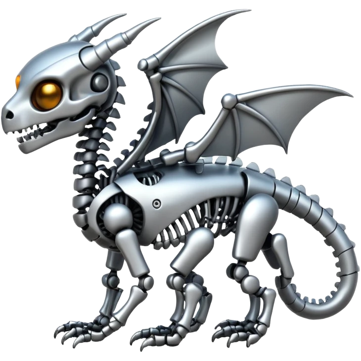 A skeleton robot dragon tiny cute emoji
