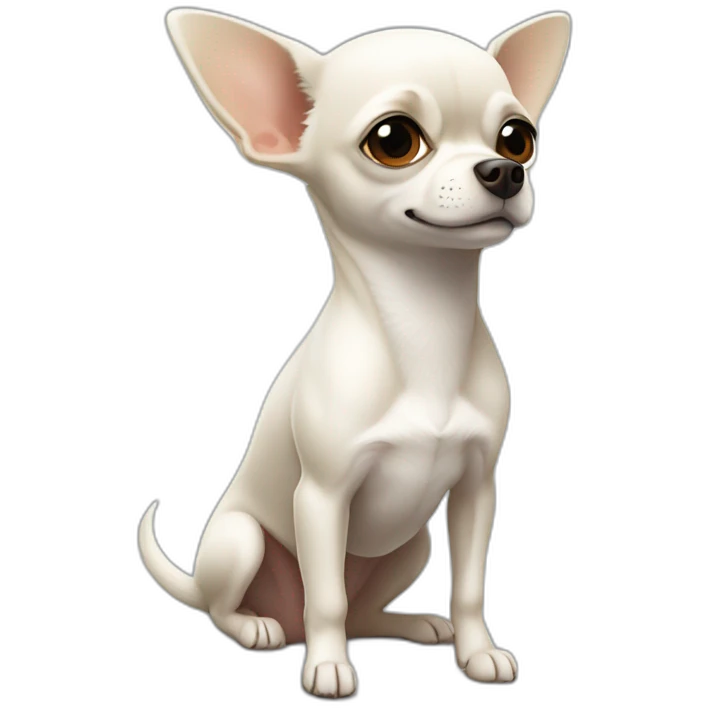 White short-haired, smooth-coated Chihuahua sitting attentively and obediently emoji