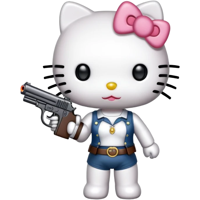 Hello kitty holding a gun emoji