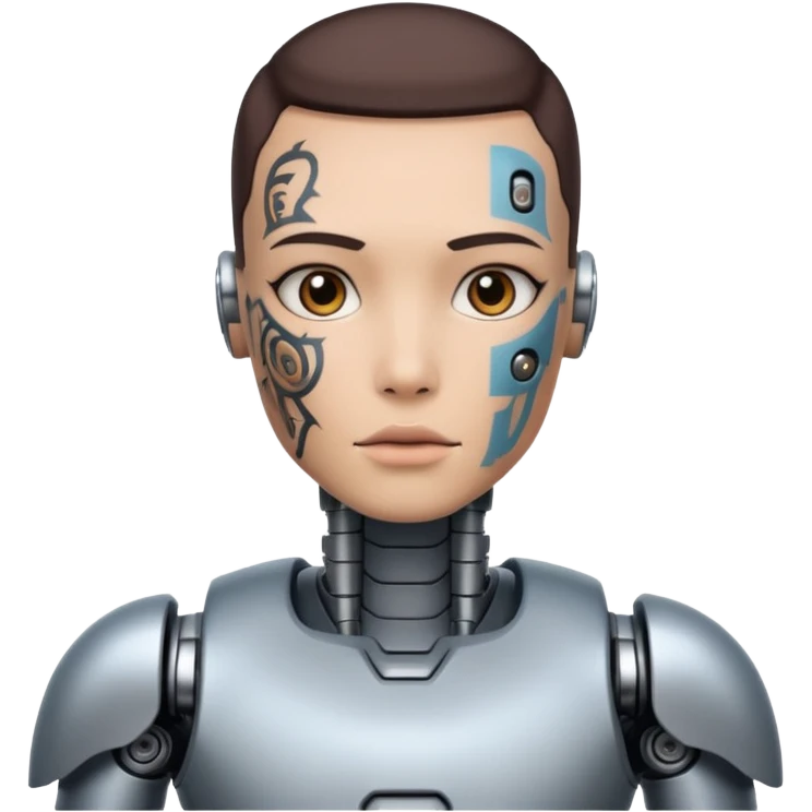 half robot with body tattoo emoji