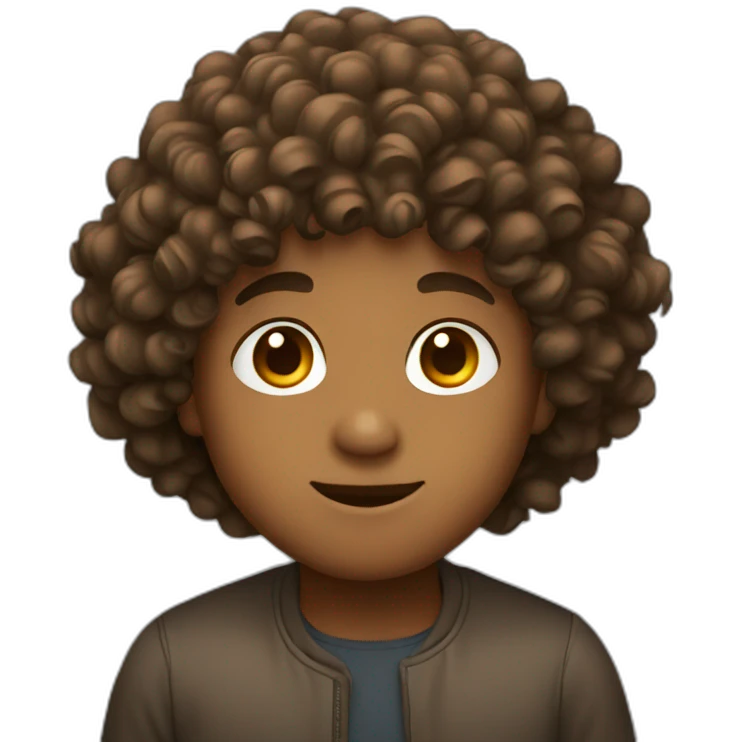 Brown boy with curly hair  emoji