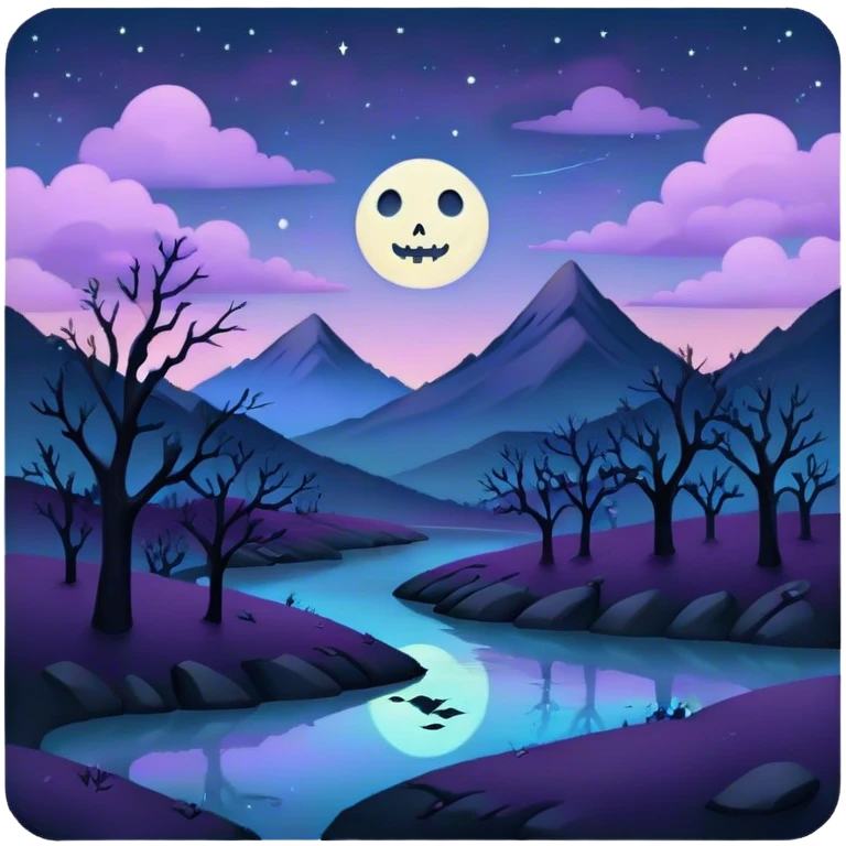 goth  eerie pastel night landscape  emoji