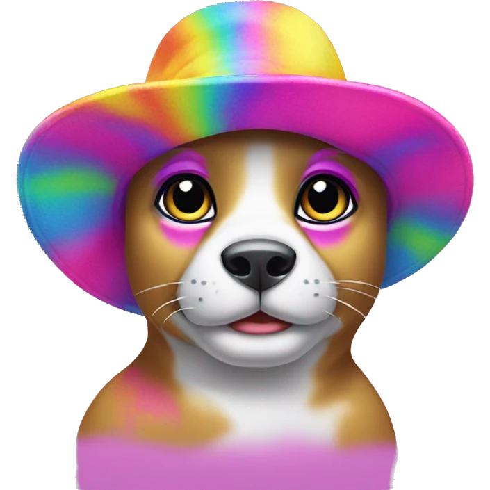 A Lisa frank animal wearing a hat  emoji