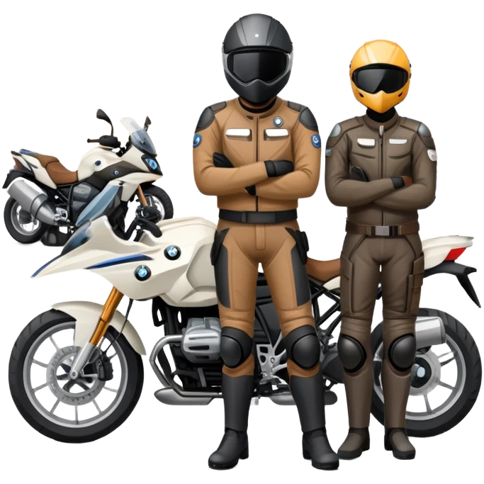 BMW motorcycles parked at a rest stop with riders taking a break emoji