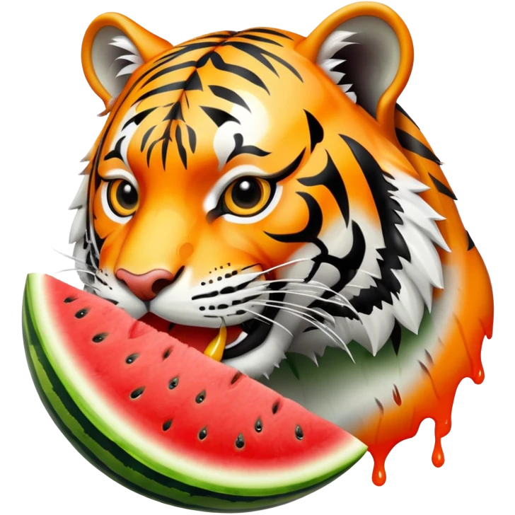 tiger eating watermelon emoji