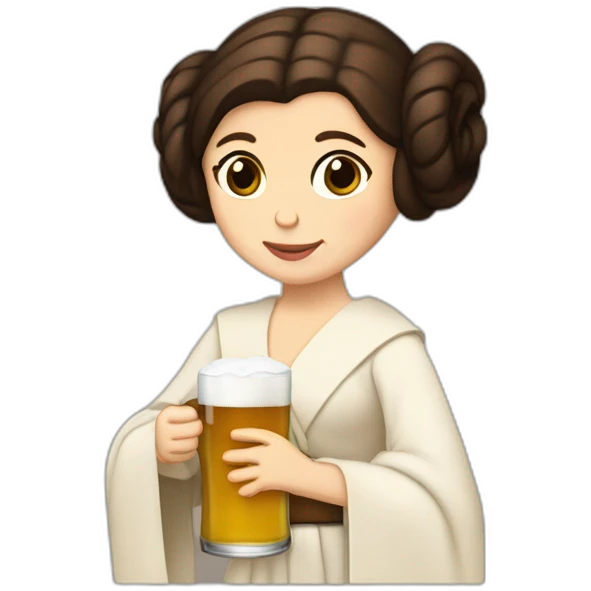 princesa leia con una cerveza emoji