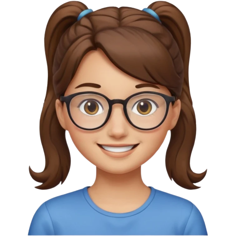 brown haired Ponytail Girl with Glasses emoji