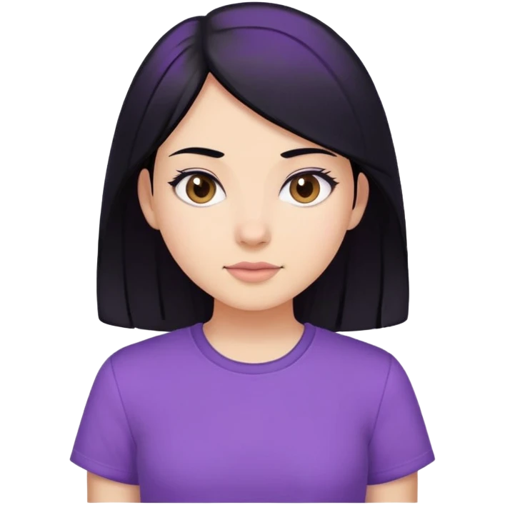 fille cheveux noir avec une chemise violette emoji