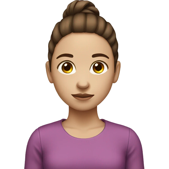 girl with brown hair pony tail no eyes mouth or nose emoji