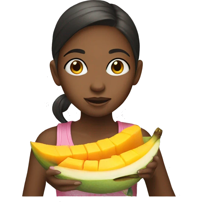 Girl eating mango emoji