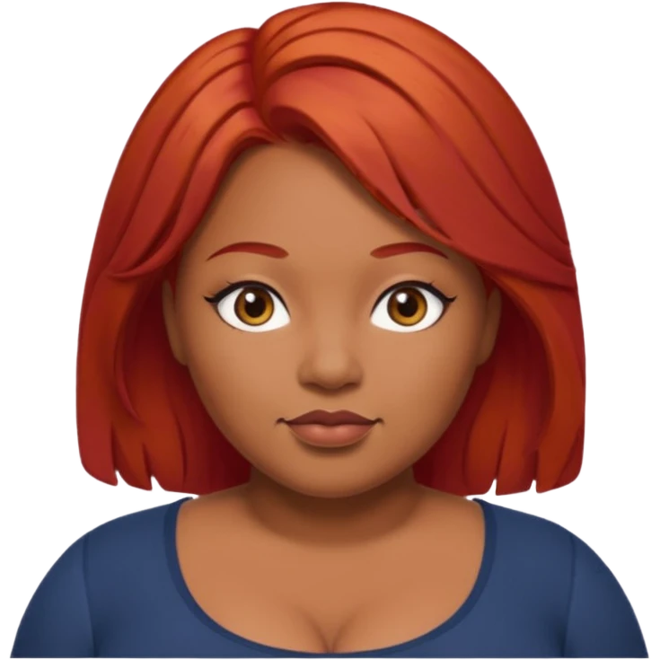 Plus size red hair brown face small eyes emoji
