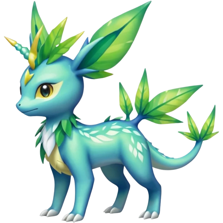 Shiny Exotic Colorful Tropical Shaymin-Vaporeon-Sceptile-Flygon-Meloetta-Pokémon-Fakémon-fusion, full body emoji