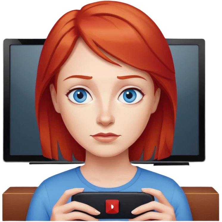 Mom with blue eyes and red hair watching netflix on tv emoji
