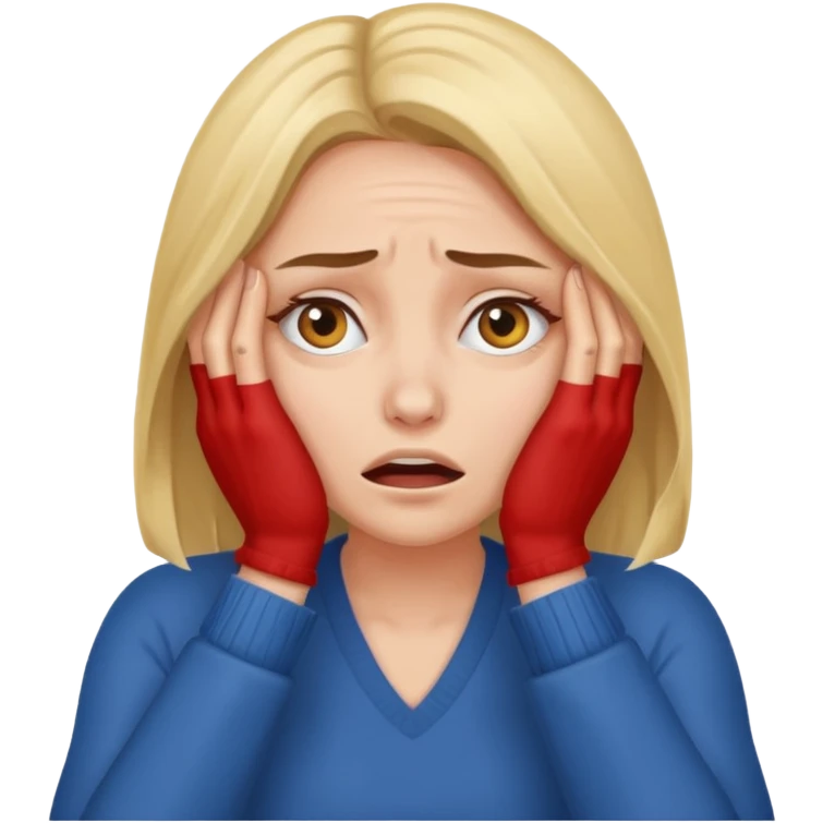 Scared woman hands covering eyes emoji