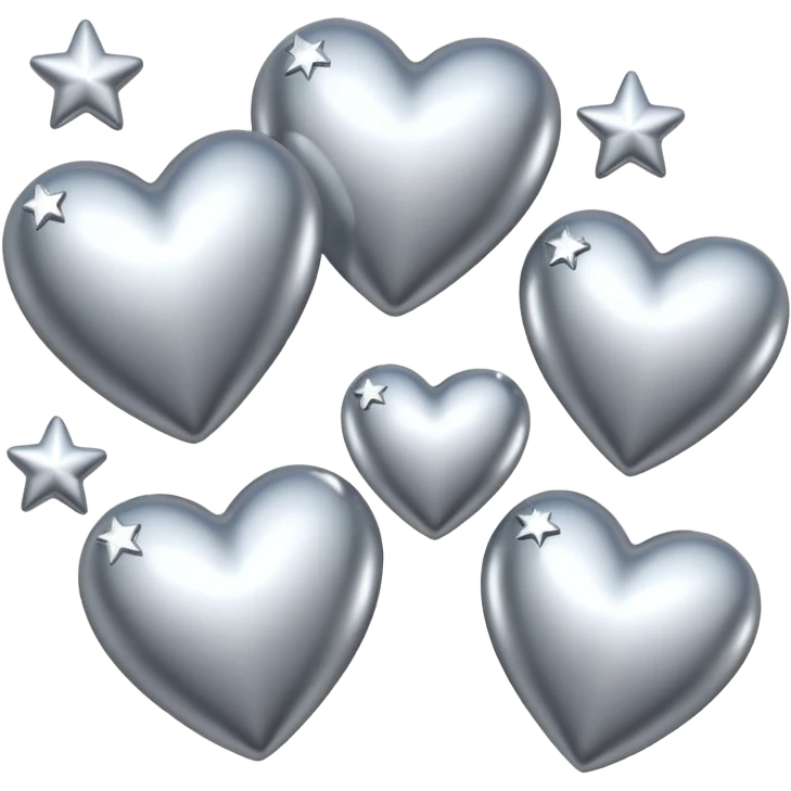 Silver hearts and stars emoji
